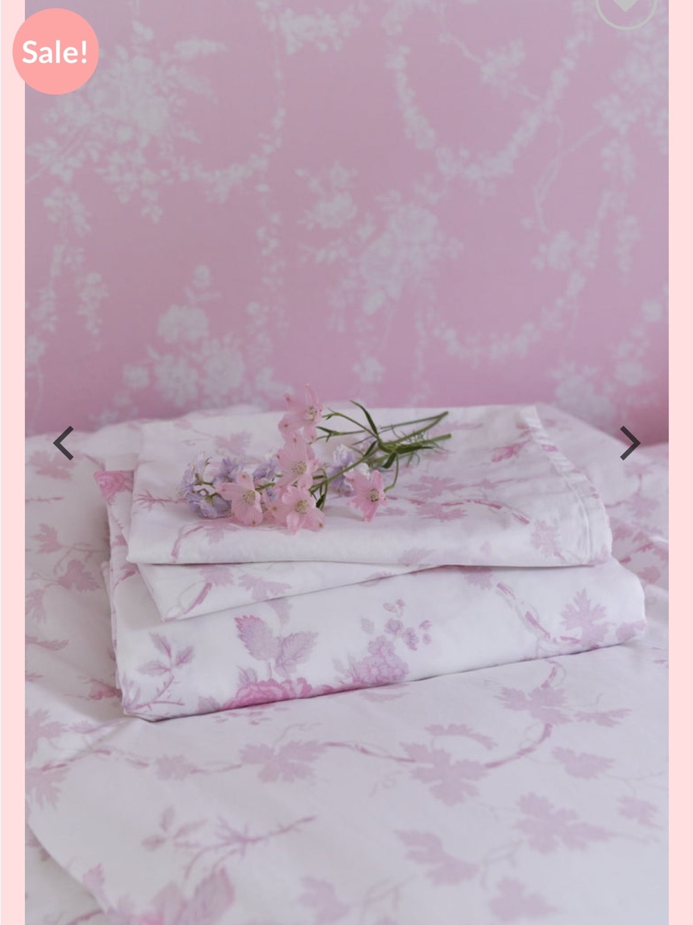 LoveShackFancy Pink Floral Cotton Duvet and Sham - TWINXL / TWIN - Picture 6 of 7